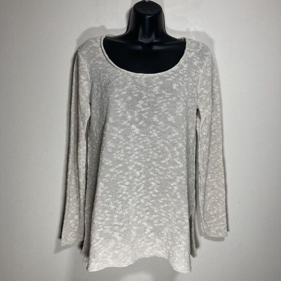 Eileen Fisher Sweater Top Womens S Long Sleeve Linen Cotton Natural Slub Knit - Picture 4 of 12